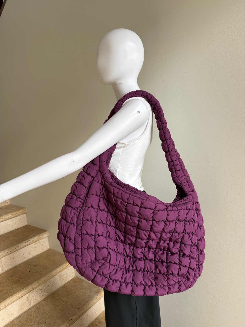COS Oversized Quilted Crossbody Bag Handbag 100% Recycled Polyester Purple - Picture 12 of 12
